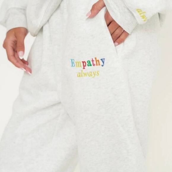 The Mayfair Group Empathy Always Light Gray Sweatpants Size S/M Cotton Blend - Picture 2 of 7